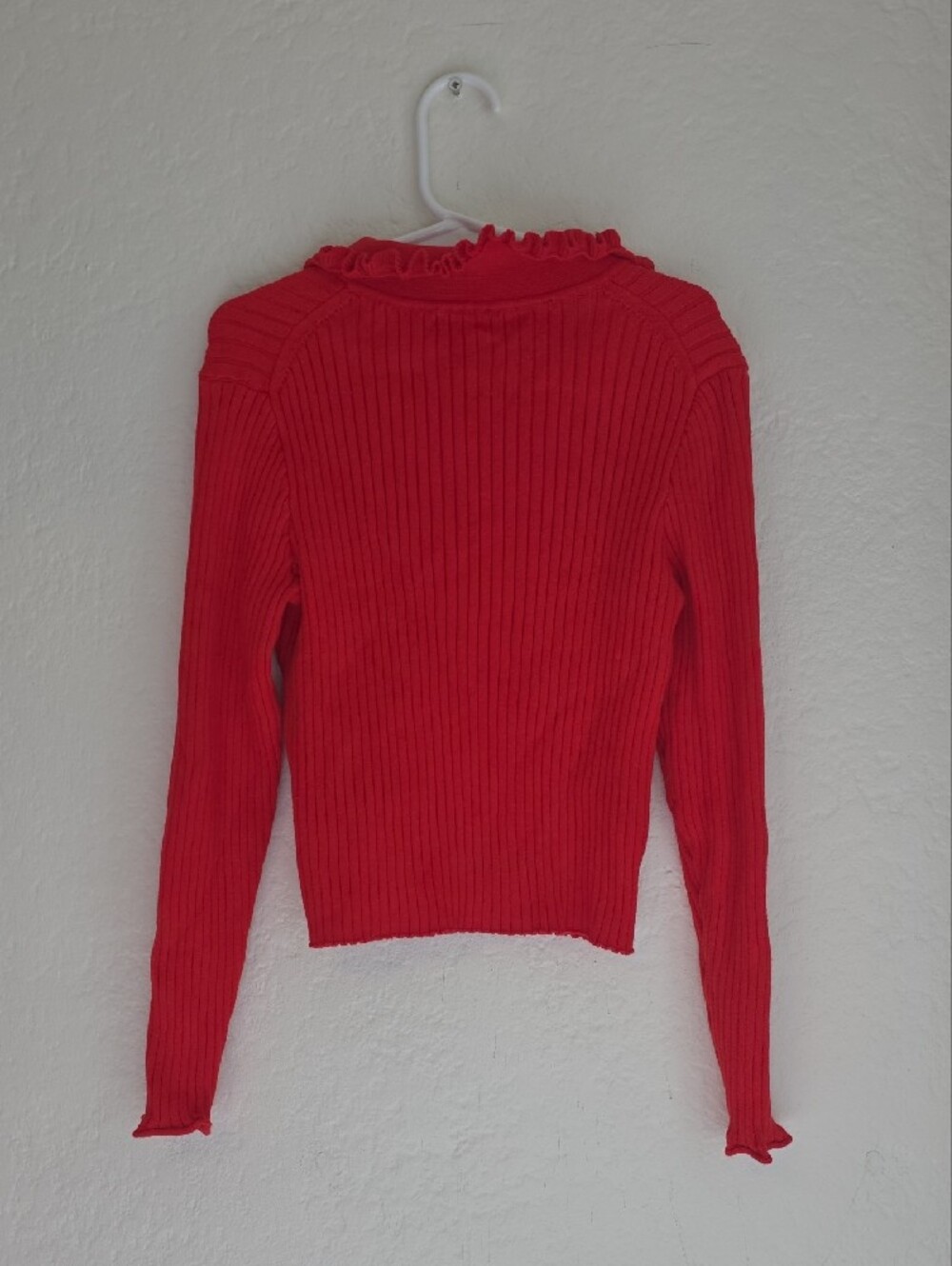 Crewcuts Red Ribbed Ruffle Polo Knit Top - Picture 4 of 4